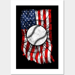 Baseball player American Flag Posters and Art